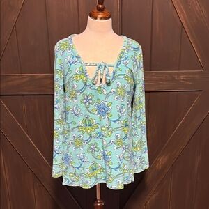 Capelli of New York Blue Green Tie Front Swim Coverup